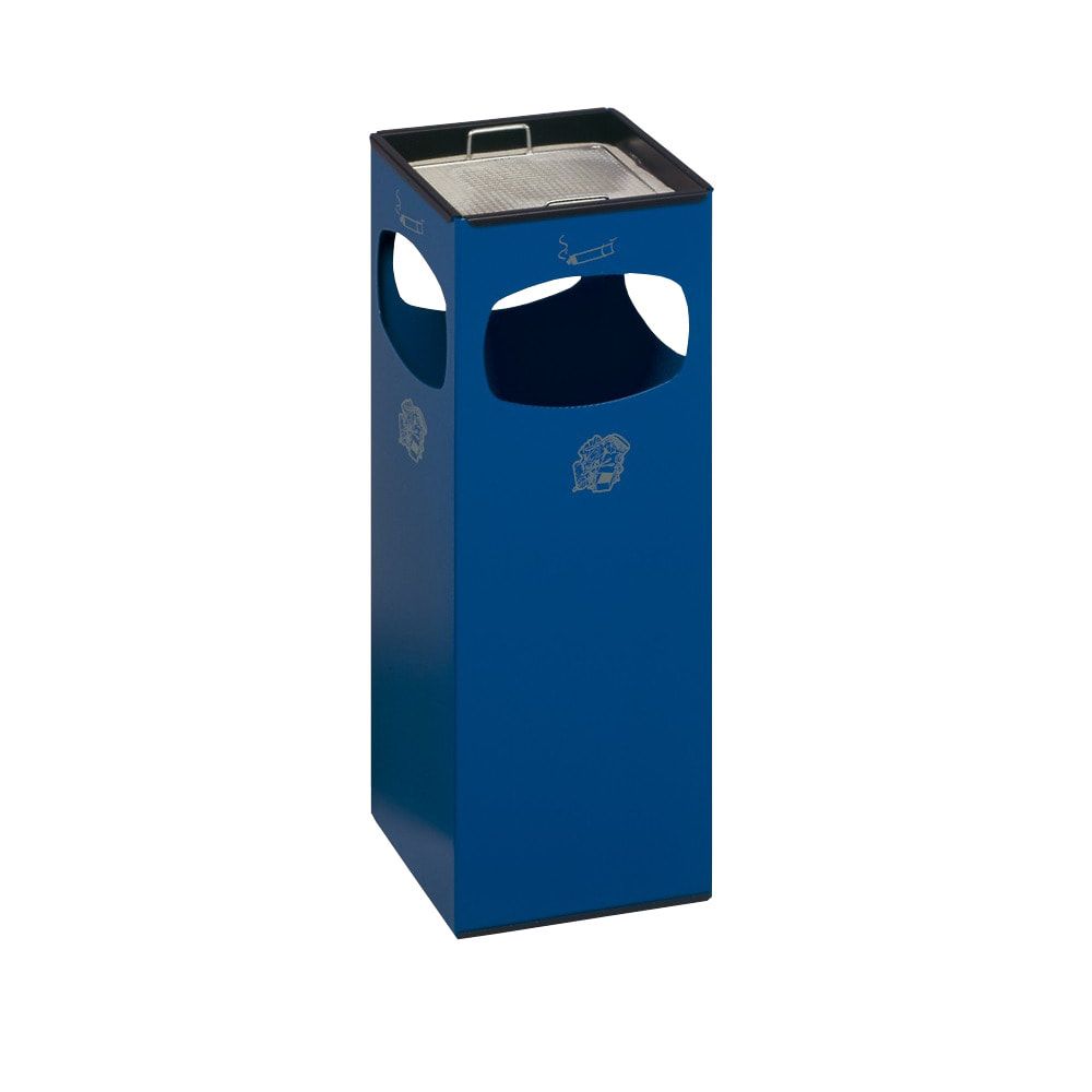 Abfalleimer mit Ascher - Volumen 29 l - eckig - 660 x 250 x 250 mm (HxBxT) - Antik-silber
