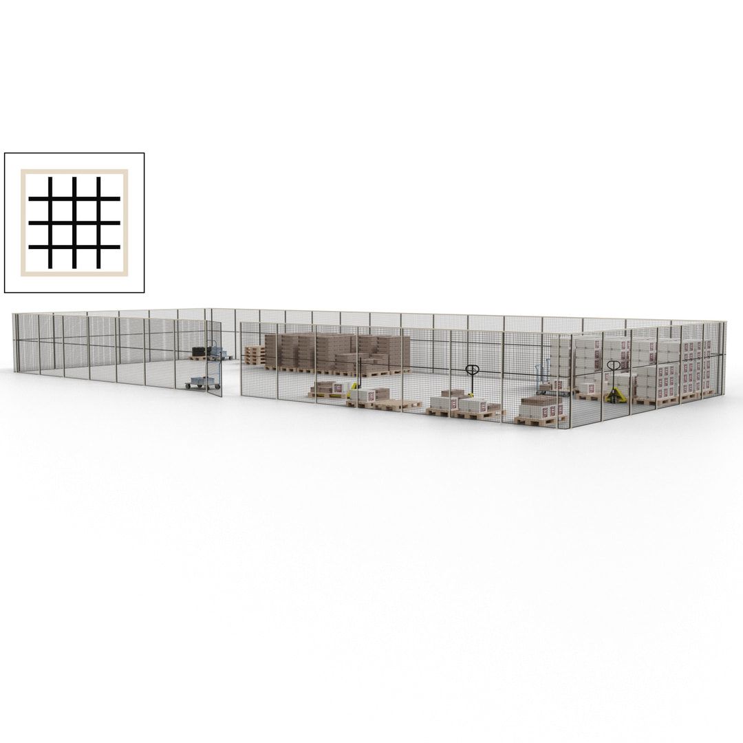 Maschinen Schutzgitter - Hallentrennwand - Sicherheitszaun - Tür - 63 m - 2.200 x 22.900 x 9.400 mm (HxBxT) - enzianblau