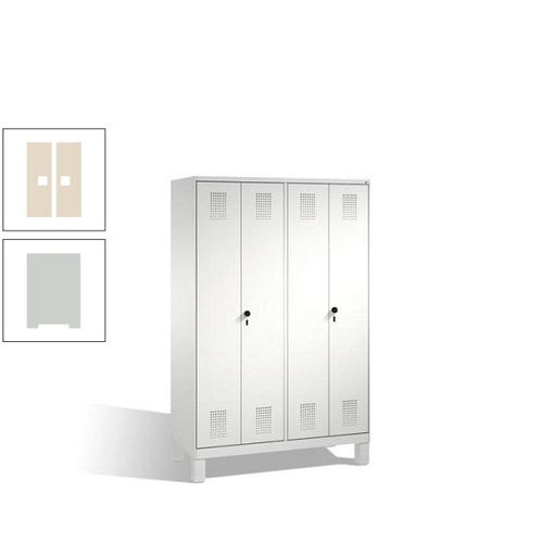 Doppel-Spind, Doppeltüren, Garderobenschrank mit Füßen, 4 Abteile a 300 mm, Korpus anthrazitgrau, Tür anthrazitgrau, 1.850 x 1.200 x 500 mm (HxBxT)