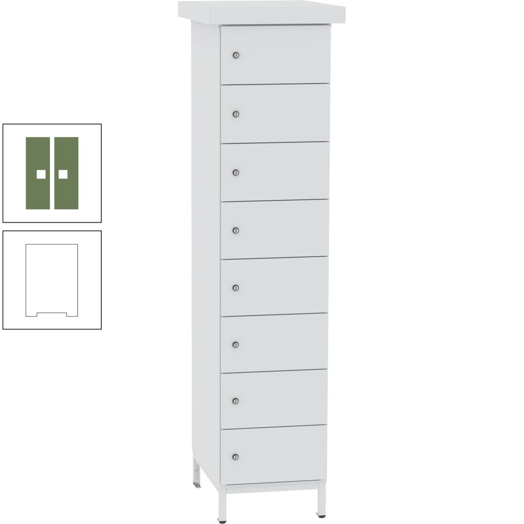Akkuschrank, Batterieladeschrank, 8 Fächer, Schutzart IP54, Schuko, 1.855 x 400x 570 mm (HxBxT), Korpusfarbe anthrazitgrau, Frontfarbe anthrazitgrau