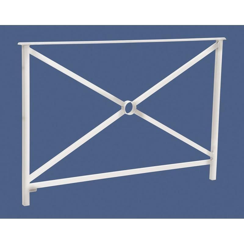 Geländer Kreuz und Kreis - 1.000 x 1.500 mm - flacher Handlauf - Farbe enzianblau - Außengeländer Systemgeländer