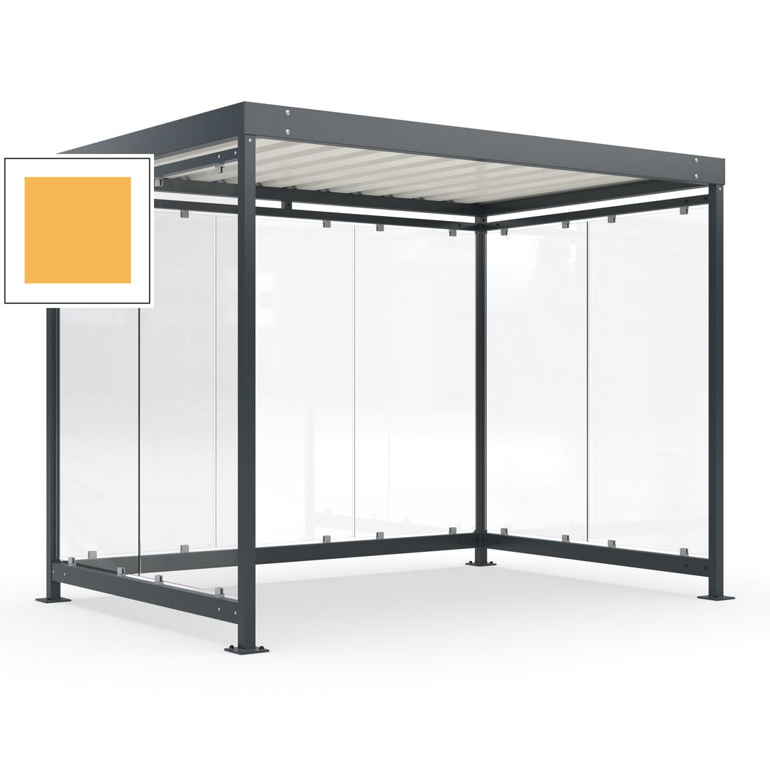 Raucherunterstand, Bausatz, Fahrgastunterstand, Bushaltestelle, 2.510 x 3.180 x 2.165 mm (HxBxT), 7 Wände, Achatgrau