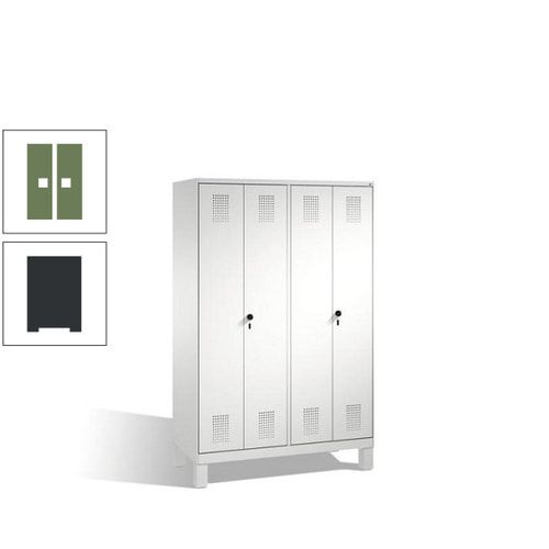 Doppel-Spind, Doppeltüren, Garderobenschrank mit Füßen, 4 Abteile a 300 mm, Korpus anthrazitgrau, Tür anthrazitgrau, 1.850 x 1.200 x 500 mm (HxBxT)