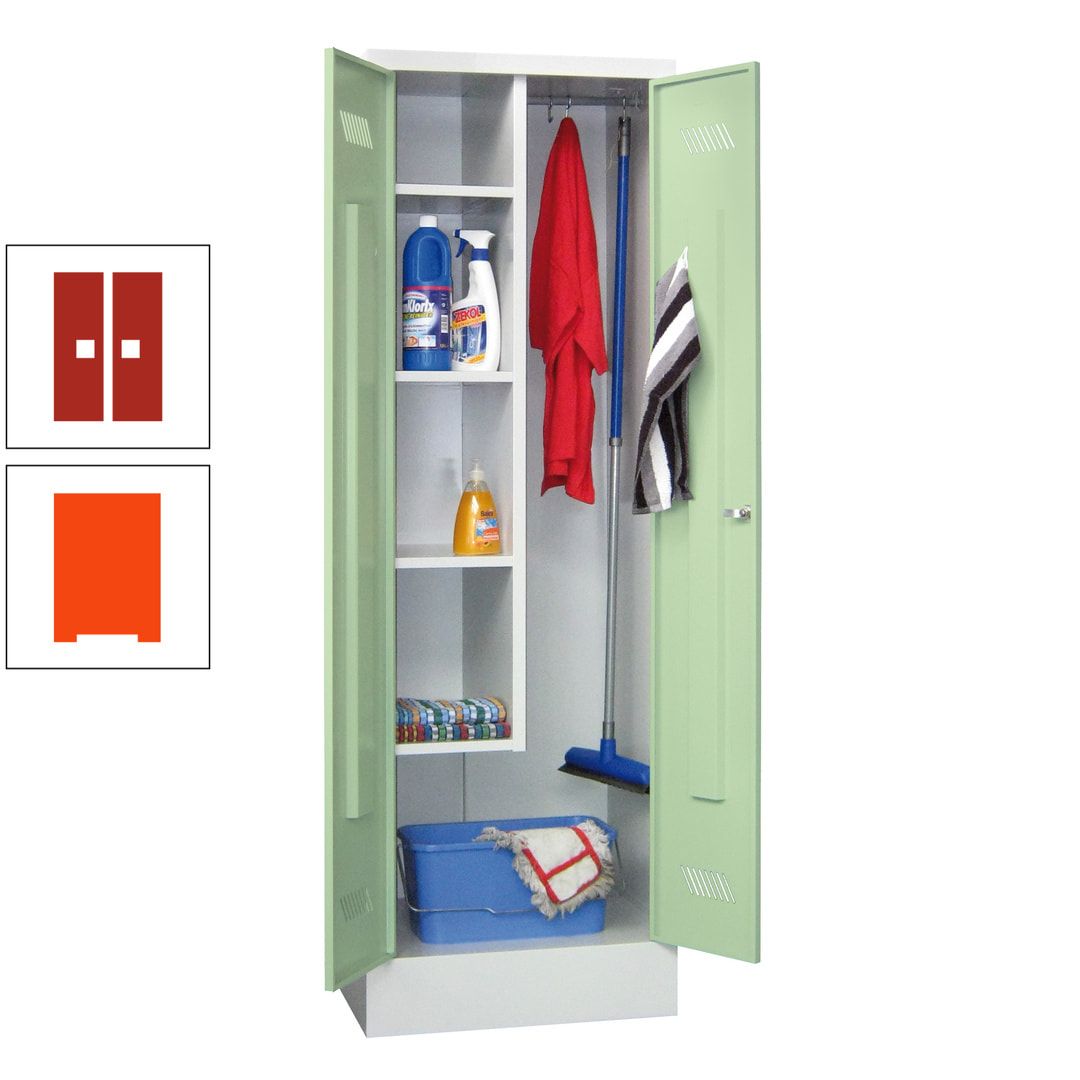 Putzschrank mit Sockel - 1 Abteil mit Trennwand - 1.850x600x500 mm (HxBxT) - Drehriegel - anthrazitgrau