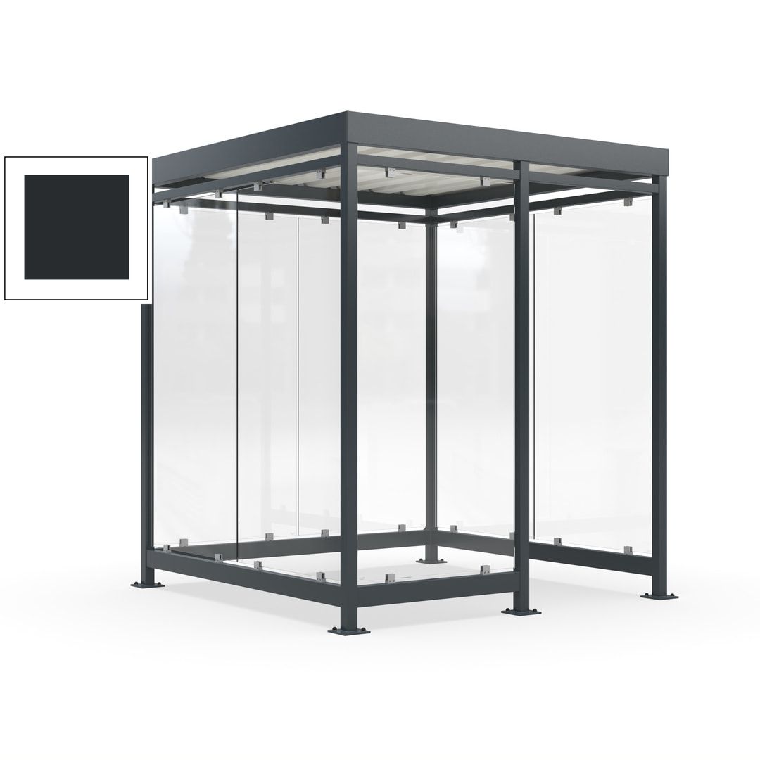 Raucherunterstand, Bushaltestelle, 7 Wände, 6-7 Personen, 2.510 x 2.165 x 2.165 mm (HxBxT), Farbe Achatgrau