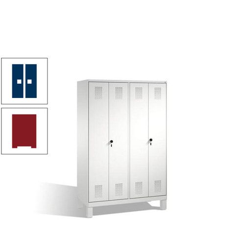 Doppel-Spind, Doppeltüren, Garderobenschrank mit Füßen, 4 Abteile a 300 mm, Korpus anthrazitgrau, Tür anthrazitgrau, 1.850 x 1.200 x 500 mm (HxBxT)