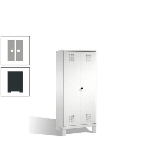 Doppel-Spind, Doppeltüren, Garderobenschrank mit Füßen, 2 Abteile a 400 mm, Korpus anthrazitgrau, Tür anthrazitgrau, 1.850 x 800 x 500 mm (HxBxT)