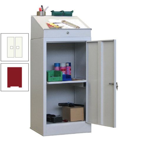 Stehpult mit Schrank - Vollblechtür - Zylinderschloss - 1 Ausziehboden - 1.270x500x500 mm (HxBxT) - anthrazitgrau