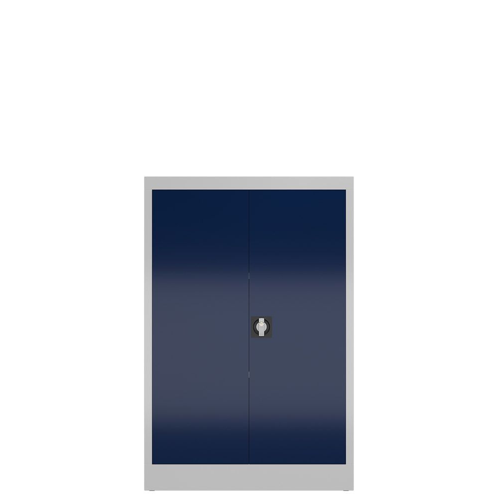 Aktenschrank, Büroschrank, abschließbar, Flügeltüren, 2 Fachböden, 1.200 x 800 x 380 mm (HxBxT), Stahl, Korpus und Türen lichtgrau