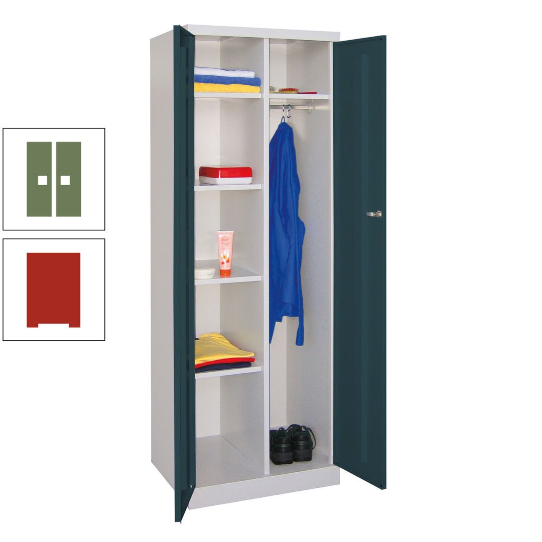Kleiderschrank mit Sockel - Spind - 1 Abteil mit Trennwand - 1.800x600x500 mm (HxBxT) - Zylinderschloss - anthrazitgrau