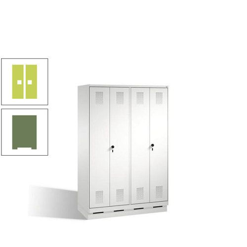 Doppel-Spind, Doppeltüren, Garderobenschrank mit Sockel, 4 Abteile a 300 mm, Korpus anthrazitgrau, Tür anthrazitgrau, 1.800 x 1.200 x 500 mm (HxBxT)