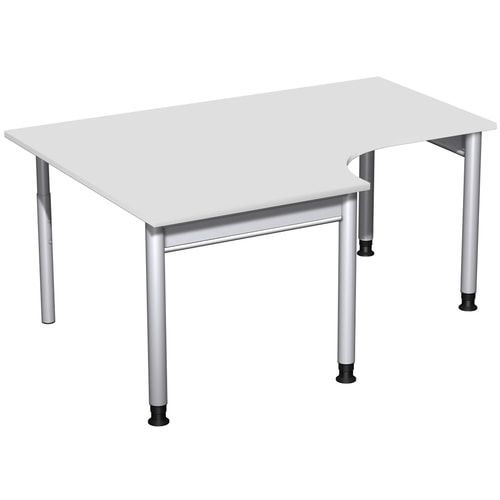 Eckschreibtisch, Eckteil 800 mm, links, Füße einseitig verkürzt, 4-Fuß Pro, höhenverstellbar, 680-800 x 1.600 x 1.200 mm (HxBxT), Dekor Ahorn