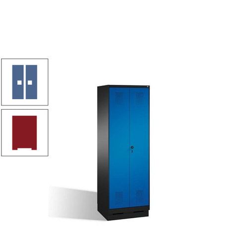 Doppel-Spind, Doppeltüren, Garderobenschrank mit Sockel, 2 Abteile a 300 mm, Korpus anthrazitgrau, Tür anthrazitgrau, 1.800 x 600 x 500 mm (HxBxT)