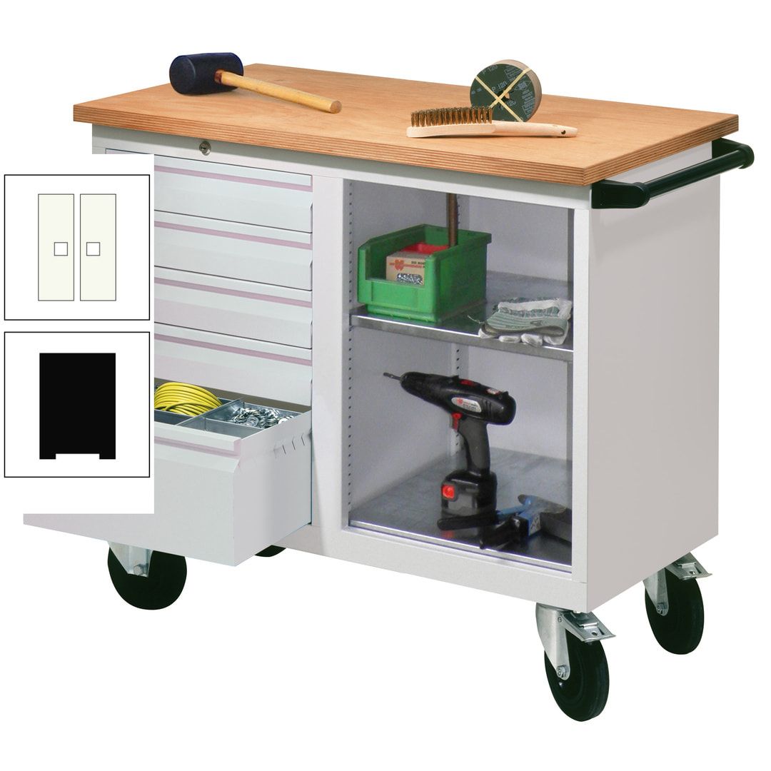 Mobile Werkbank - Werkstattwagen - 915 x 1.090 x 600 mm - 5 Schubladen und Ablagefach - anthrazitgrau
