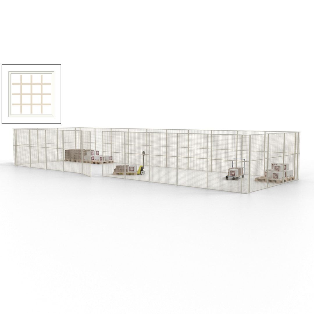 Maschinen Schutzgitter - Hallentrennwand - Sicherheitszaun - Tür - 39 m - 2.200 x 15.400 x 4.900 mm (HxBxT) - enzianblau