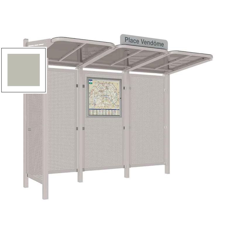 Buswartehalle - Unterstand - Stahlblech Verkleidung links - Fahrplankasten - Haltestellenschild - 2.200 x 3.000 x 1.500 mm (HxBxT) - enzianblau