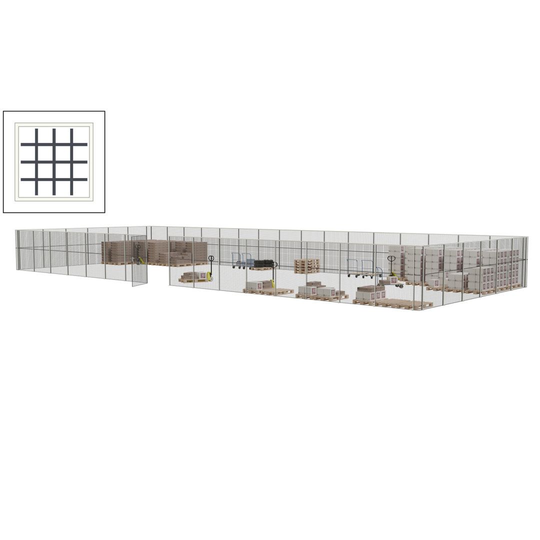 Maschinen Schutzgitter - Hallentrennwand - Sicherheitszaun - Tür - 66 m - 2.200 x 24.400 x 9.400 mm (HxBxT) - enzianblau
