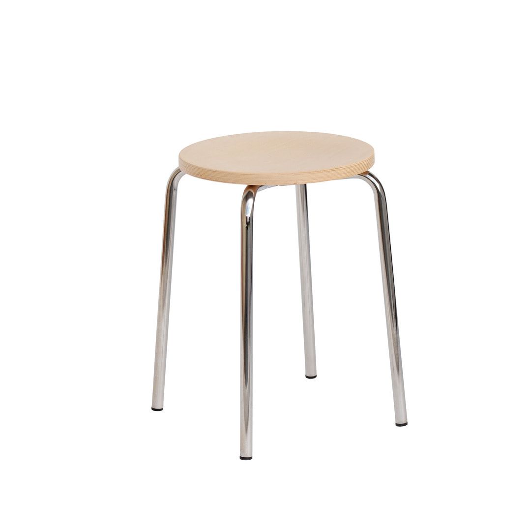 Hocker - Stapelhocker - Sitzhöhe 500 mm - Buche - Stahlrohrgestell lichtgrau