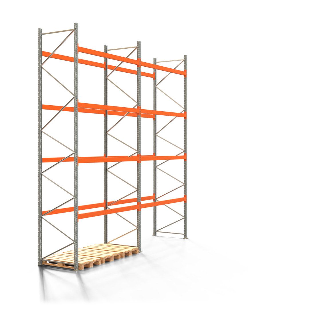 Palettenregal ARTUS - 5 Ebenen - Fachlast 2.100 kg - 5.500 x 11.225 x 1.100 mm (HxBxT) - 4 Felder - Schwerlastregal