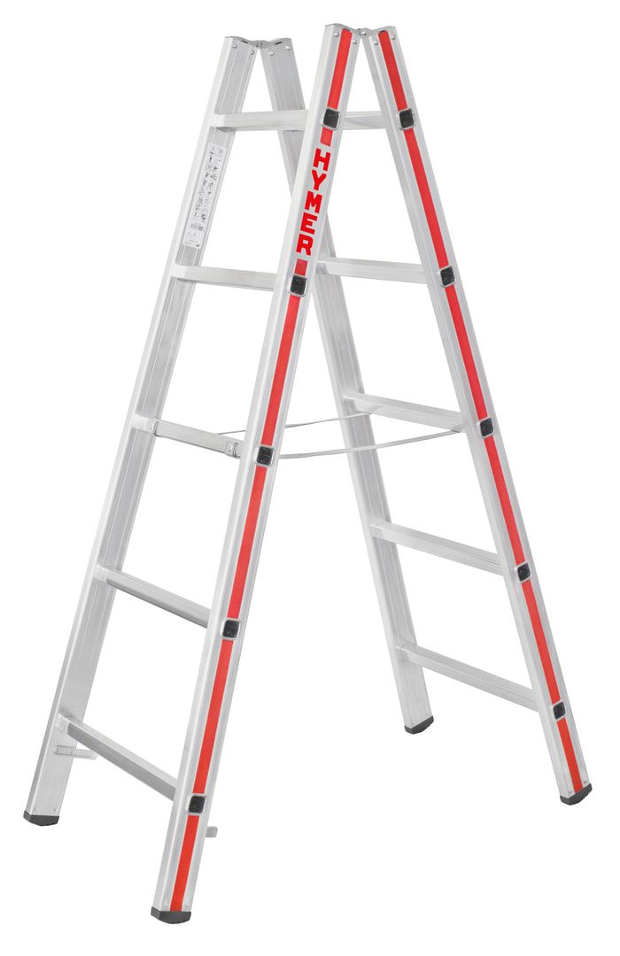Aluminium-Sprossenstehleiter - Länge 1.470 mm - beidseitig begehbar - Aluleiter Hymer