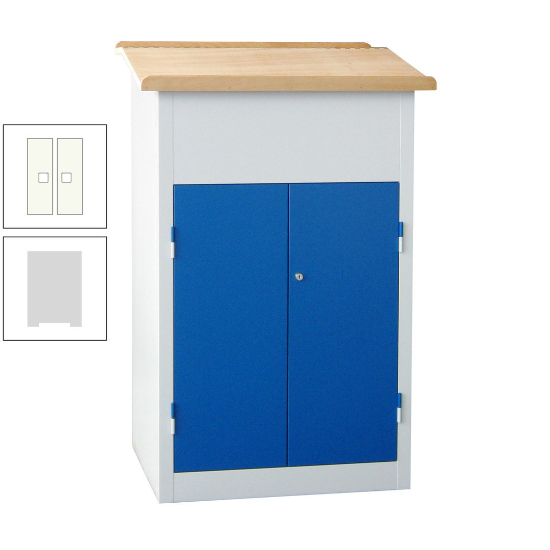 Stehpult mit Schrank - Vollblechtür - Zylinderschloss - 2 Böden - 1.200 x 700 x 600 mm (HxBxT) - anthrazitgrau