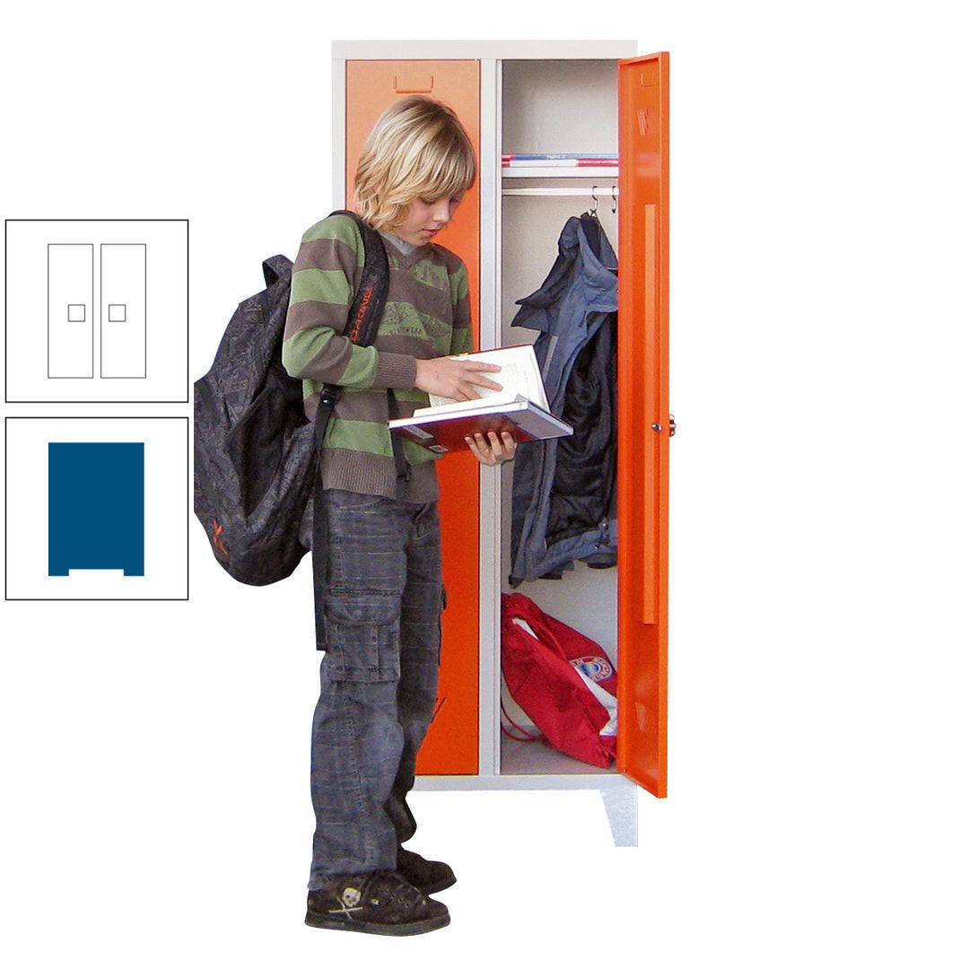 Spindschrank f. Schulen - mit Füßen - Höhe 1.600 mm - 3 Abteile a 300 mm - Drehriegel - anthrazitgrau