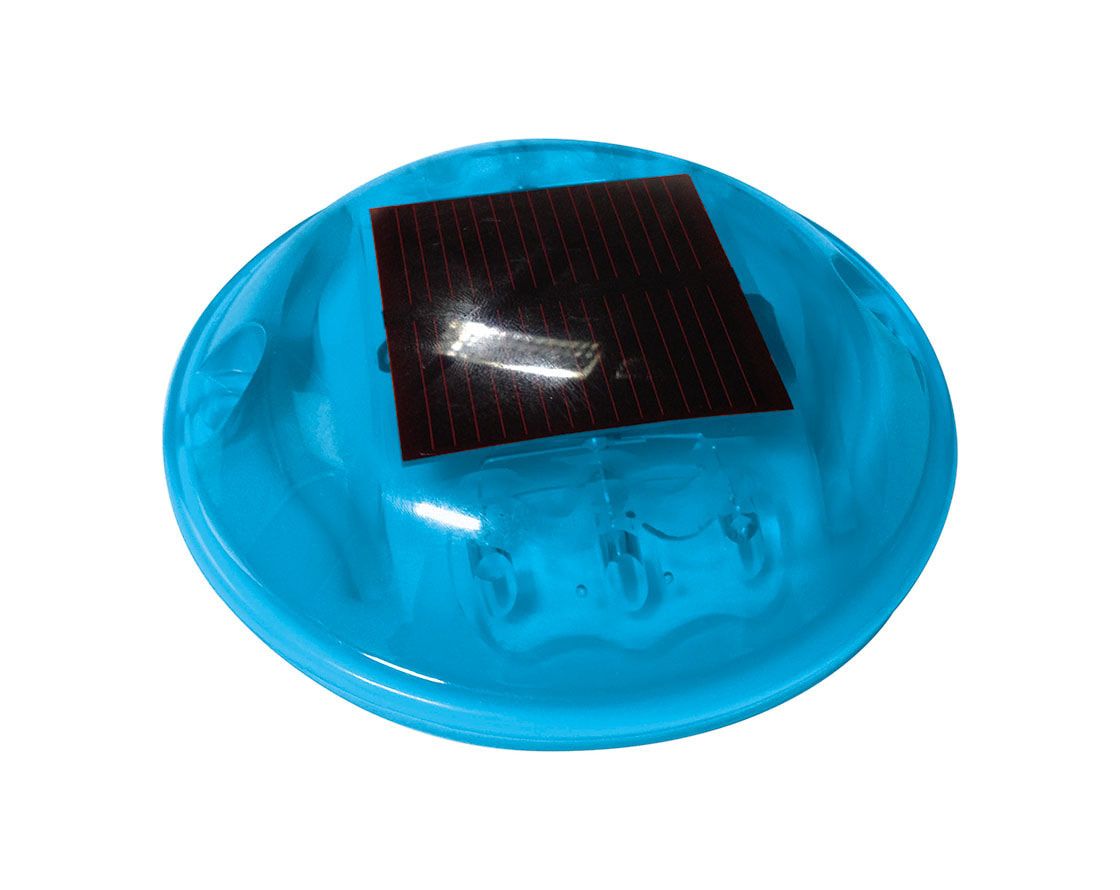 Solar-Straßenbolzen - 6 LED-Leuchten, blau - Polycarbonat - 25 x 116 mm (HxD) -VPE 6 Stück