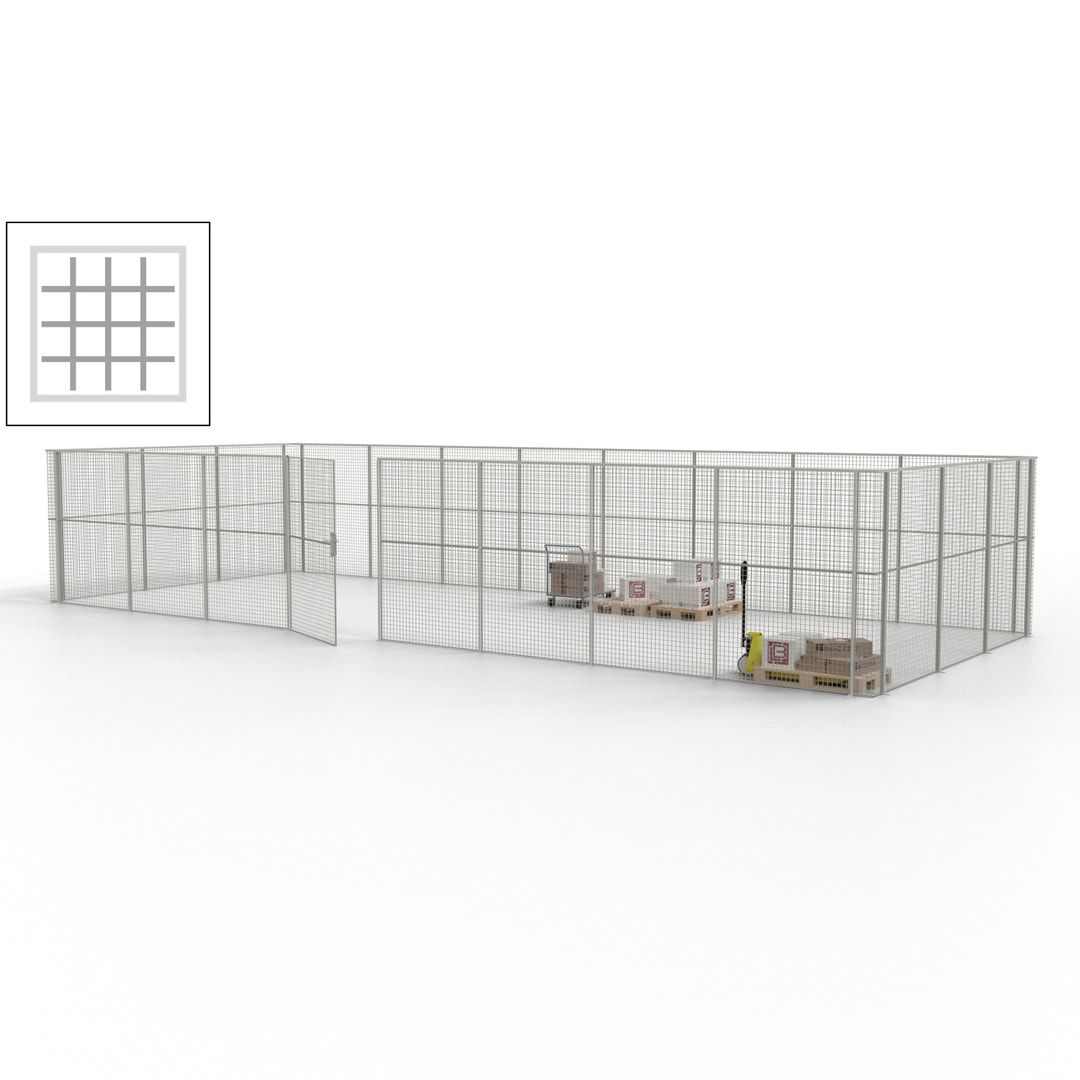 Maschinen Schutzgitter - Hallentrennwand - Sicherheitszaun - Tür - 33 m - 2.200 x 12.400 x 4.900 mm (HxBxT) - enzianblau