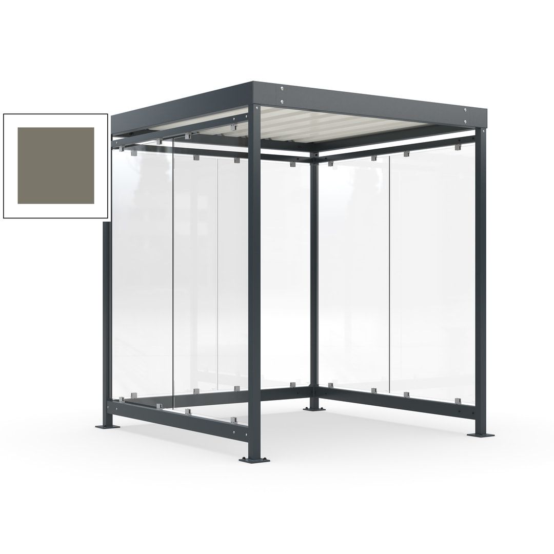 Raucherunterstand, Bushaltestelle, Bausatz, 6-7 Personen, 6 Wände, 2.510 x 2.165 x 2.165 mm (HxBxT), Achatgrau