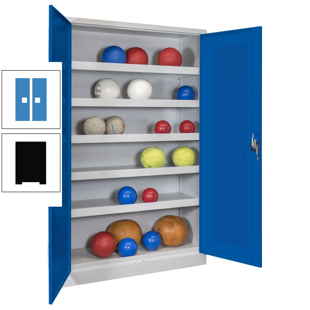 Ballschrank - Lochfeldtüren - 5 Böden - 1.950x1.200x500 mm (HxBxT) - anthrazitgrau