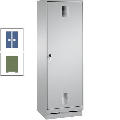 Doppel-Spind, Garderobenschrank, 1 Tür für 2 Abteile a 300 mm, Korpus anthrazitgrau, Türen anthrazitgrau, 1.800 x 600 x 500 mm (HxBxT)