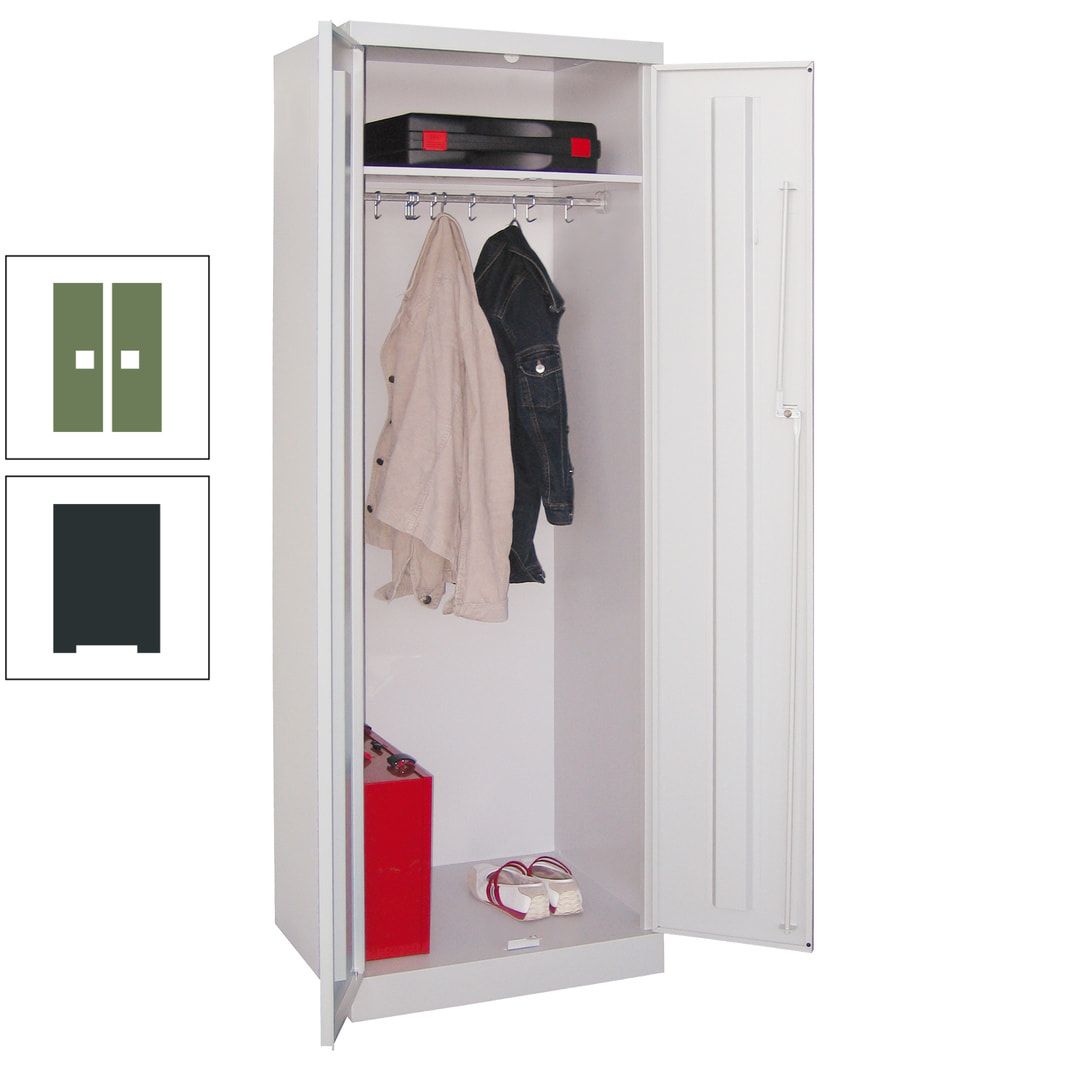 Garderobenschrank - 1 Fachboden - Kleiderstange - 1.800x600x500 mm (HxBxT) - Zylinderschloss - anthrazitgrau