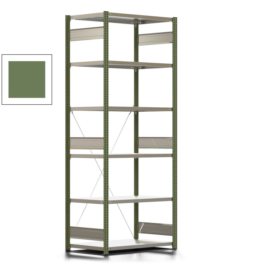 Fachbodenregal mit Tiefenriegel - 350 kg - 2.500 x 1.005 x 626 mm (HxBxT) - Anbauregal - 6 Böden - enzianblau - Lagerregal - Steckregal BERT