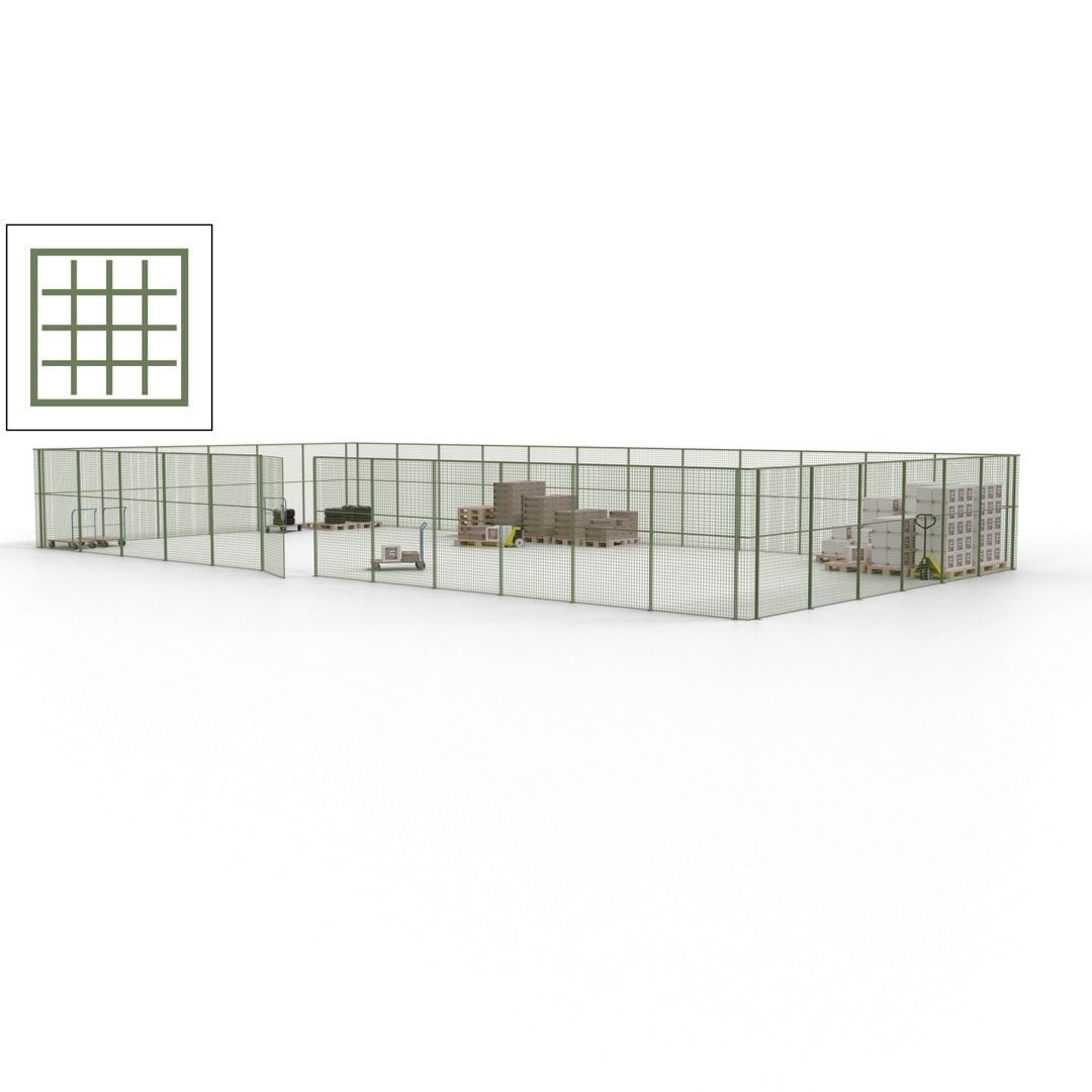 Maschinen Schutzgitter - Hallentrennwand - Sicherheitszaun - Tür - 54 m - 2.200 x 18.400 x 9.400 mm (HxBxT) - enzianblau