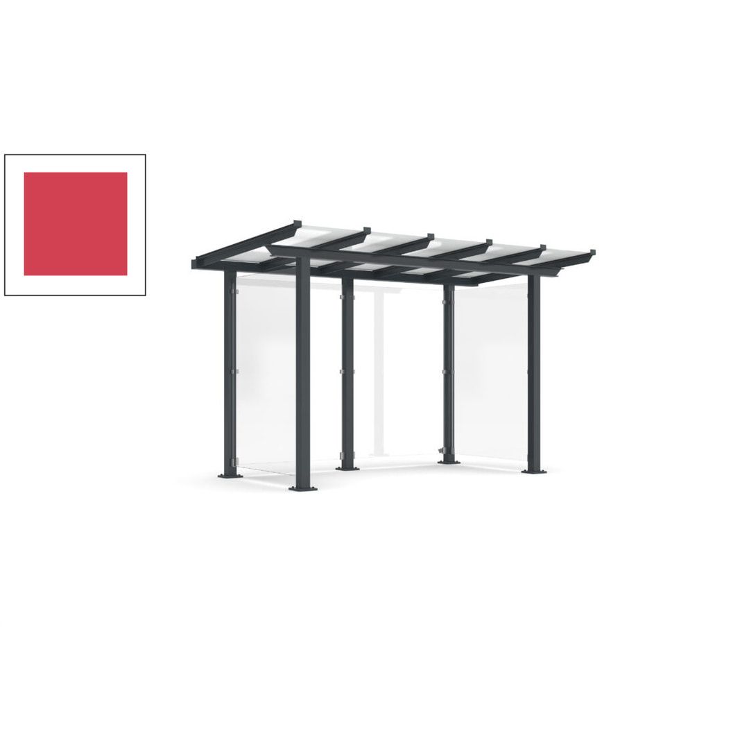 Unterstand mit Pultdach und Sicherheitsglas - feuerverzinkt und farbbeschichtet - 2.435 x 3.850 x 2.090 (HxBxT) - Farbe Achatgrau