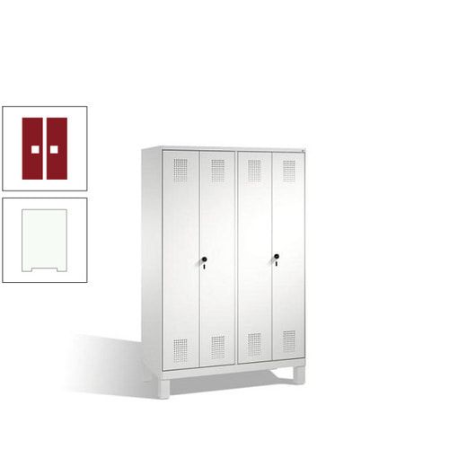Doppel-Spind, Doppeltüren, Garderobenschrank mit Füßen, 4 Abteile a 300 mm, Korpus anthrazitgrau, Tür anthrazitgrau, 1.850 x 1.200 x 500 mm (HxBxT)