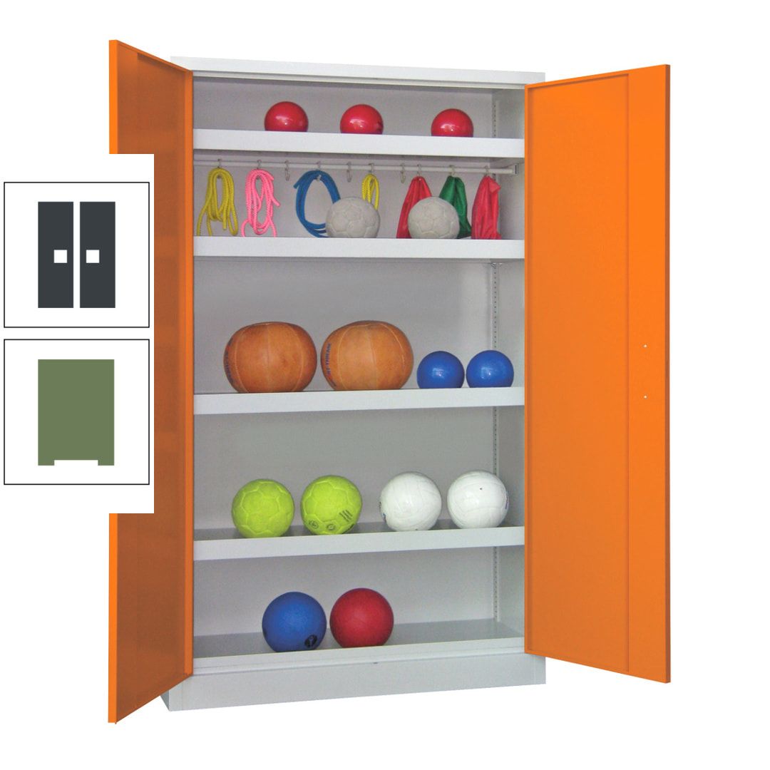 Ballschrank - Vollblechtüren - 4 Böden - 1 Hakenleiste - 1.950x1.200x500 mm (HxBxT) - anthrazitgrau
