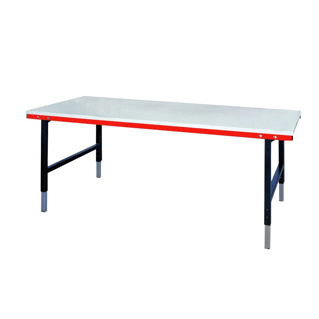 Packtisch - Traglast 300 kg - höhenverstellbar 690-960 mm - 1.600 x 800 mm (BxT) - anthrazit/rubinrot