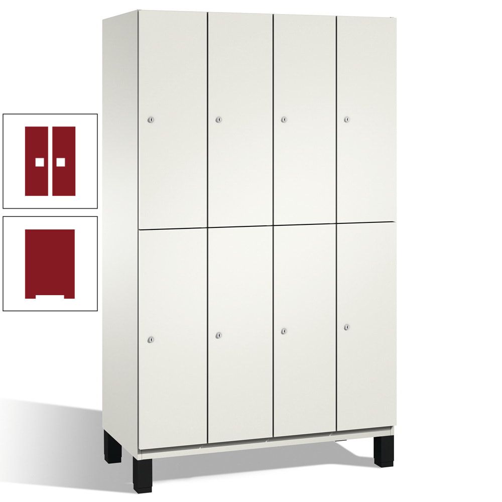 Fächerschrank, Stahlschrank, doppelstöckig, 8 Fächer, mit Füßen, Korpus enzianblau, Tür Fernblau, 1.980 x 1.200 x 525 mm (HxBxT)
