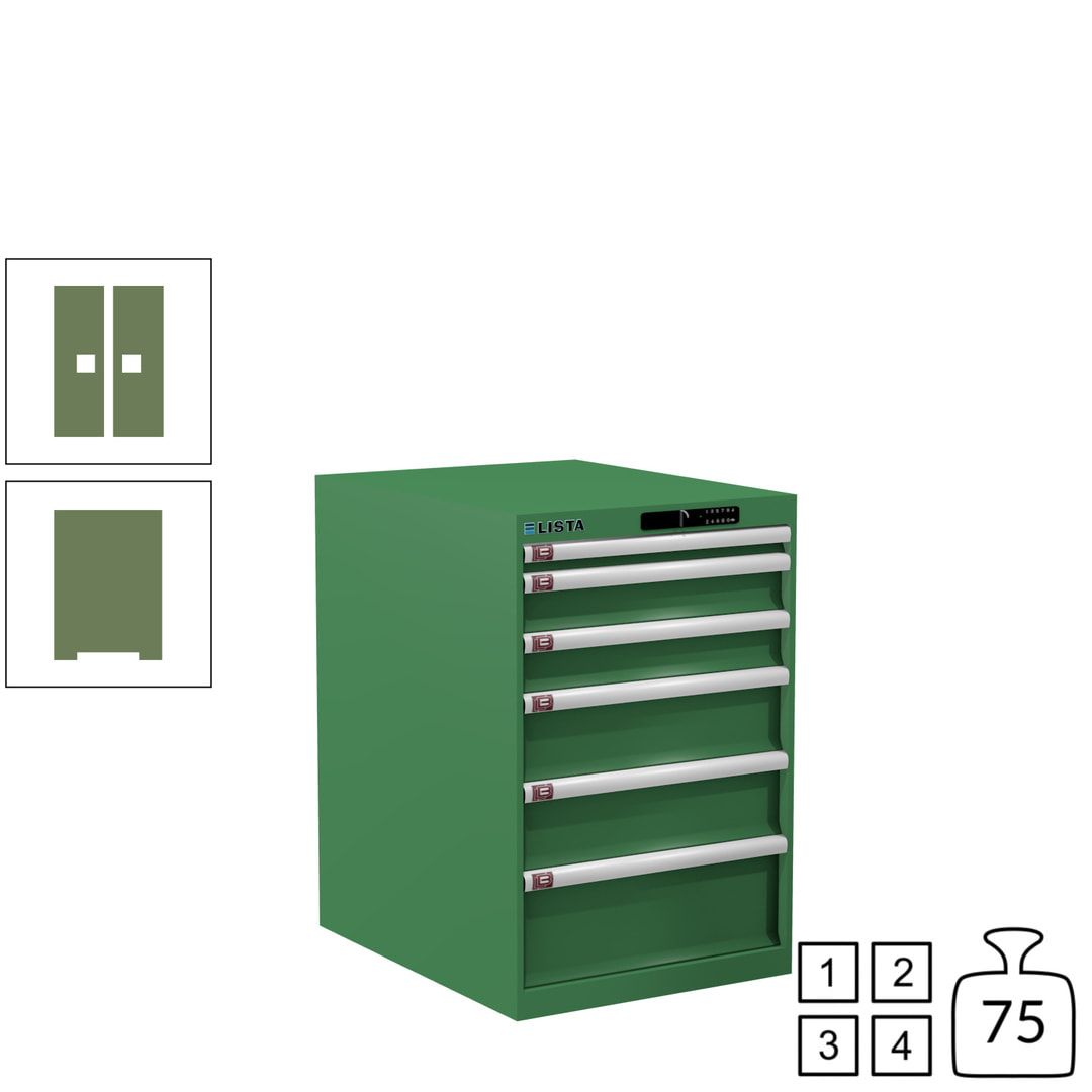 Lista Schubladenschrank - 14.407.010 - 850x564x725 mm (HxBxT) - 6 Schubladen - 75 kg - Key Lock - lichtblau (RAL 5012)