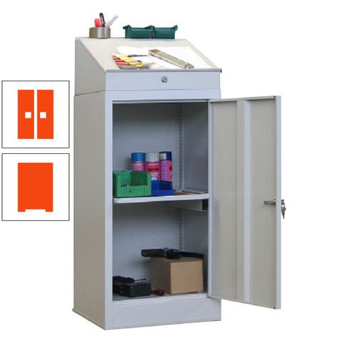 Stehpult mit Schrank - Vollblechtür - Zylinderschloss - 1 Ausziehboden - 1.270x500x500 mm (HxBxT) - anthrazitgrau