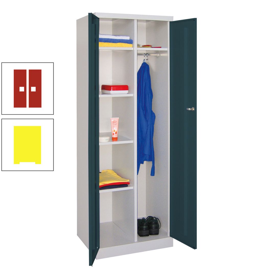 Kleiderschrank mit Sockel - Spind - 1 Abteil mit Trennwand - 1.800x600x500 mm (HxBxT) - Zylinderschloss - anthrazitgrau