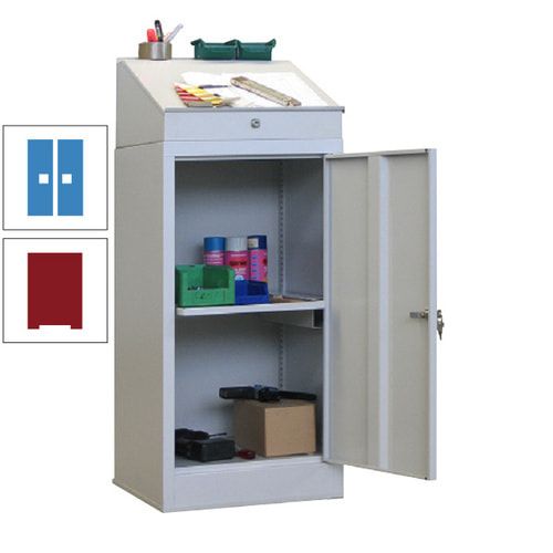 Stehpult mit Schrank - Vollblechtür - Zylinderschloss - 1 Ausziehboden - 1.270x500x500 mm (HxBxT) - anthrazitgrau