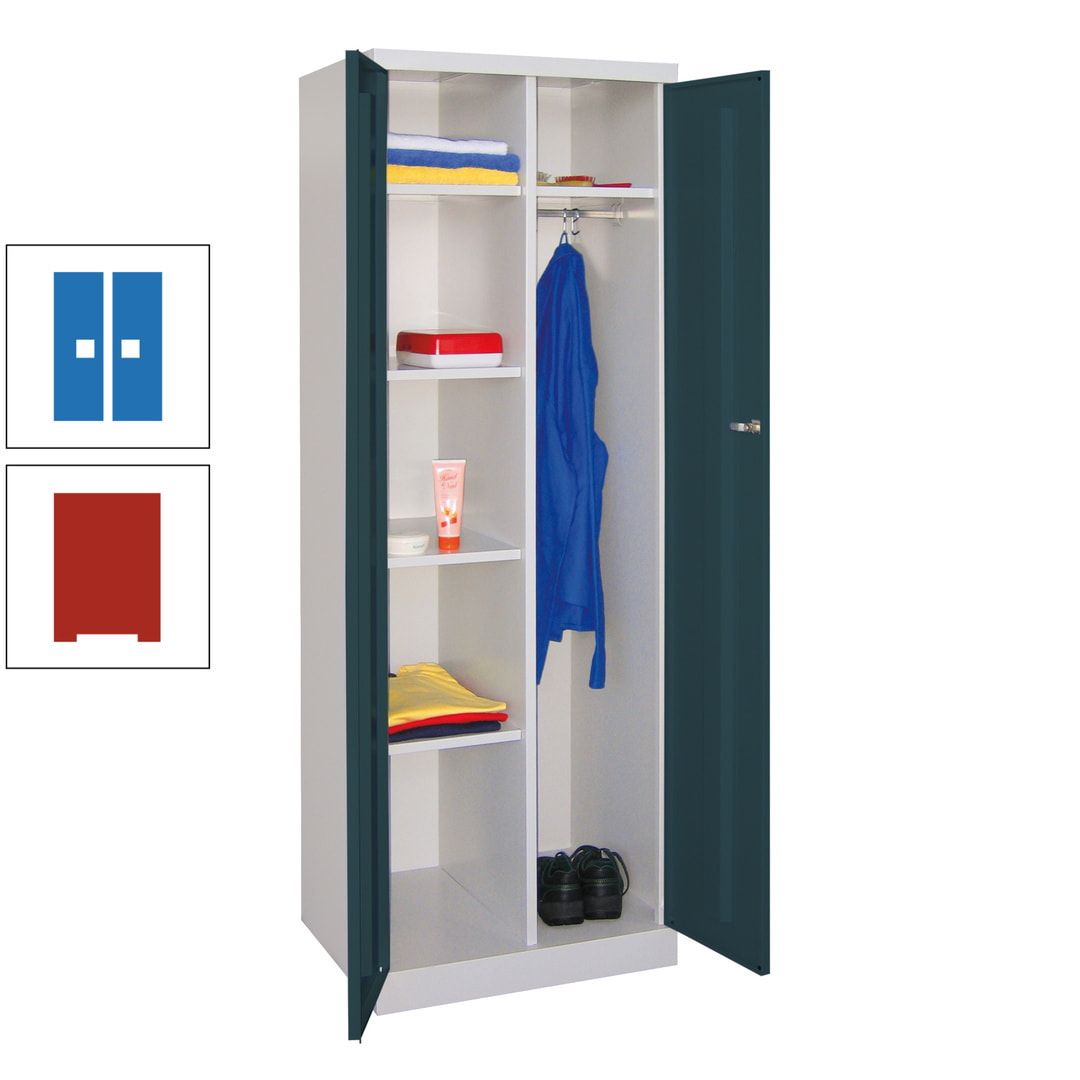 Kleiderschrank mit Sockel - Spind - 1 Abteil mit Trennwand - 1.800x600x500 mm (HxBxT) - Zylinderschloss - anthrazitgrau