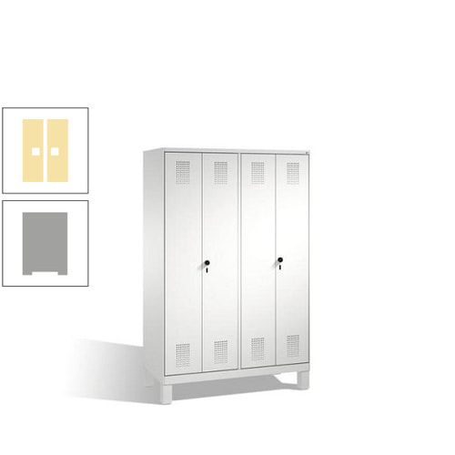 Doppel-Spind, Doppeltüren, Garderobenschrank mit Füßen, 4 Abteile a 300 mm, Korpus anthrazitgrau, Tür anthrazitgrau, 1.850 x 1.200 x 500 mm (HxBxT)