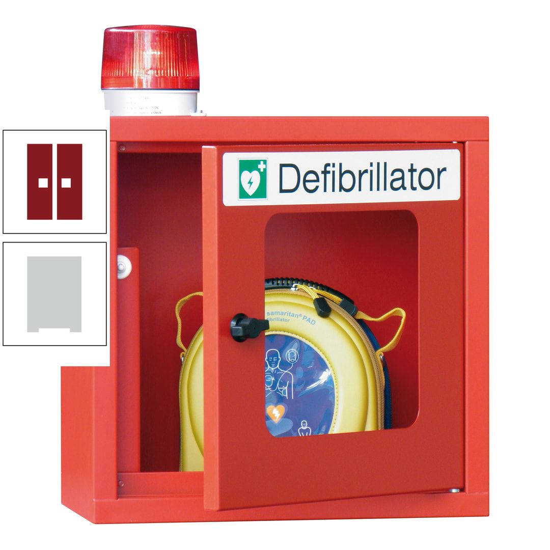 Defibrillatorenschrank mit akustischem und optischem Alarm - 490 x 400 x 200 mm (HxBxT) - Sichtfenster - anthrazitgrau