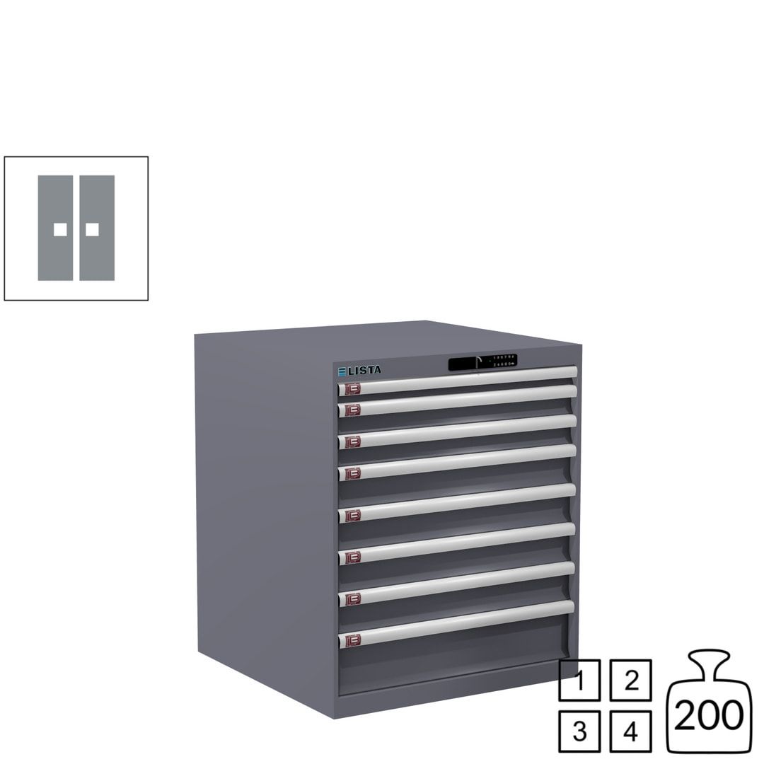 Lista Schubladenschrank - 14.408.010 - 850x717x725 mm (HxBxT) - 8 Schubladen - 75 kg - Key Lock - lichtblau (RAL 5012)