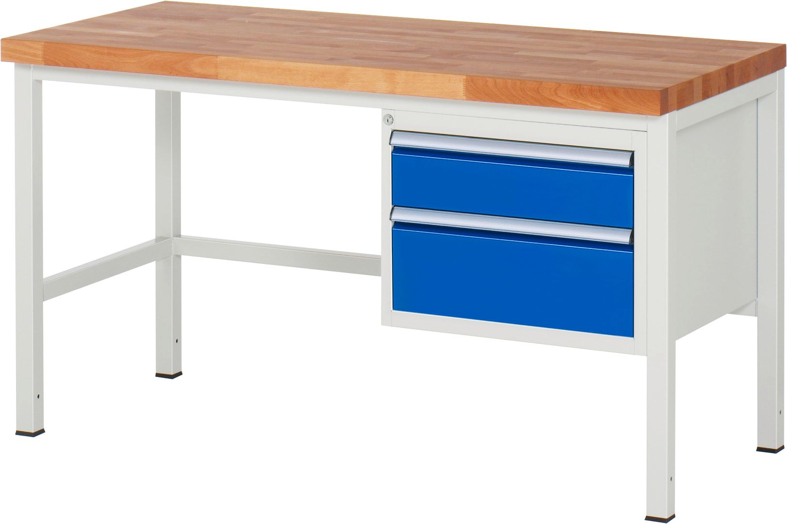 Werkbank - 2 Schubladen - Teilauszug - 150:1 / 210:1 - Höhe 840-1.040 mm - 1.500 x 700 mm - 1.250 kg - Buche - Anthrazitgrau