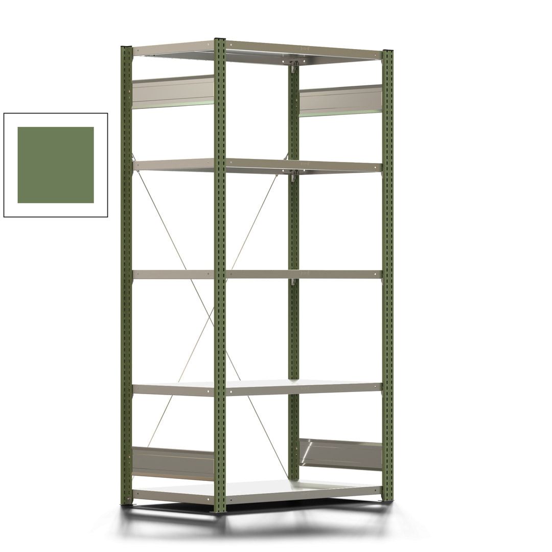 Fachbodenregal mit Tiefenriegel - 350 kg - 2.000 x 1.005 x 626 mm (HxBxT) - Anbauregal - 5 Böden - enzianblau - Lagerregal - Steckregal BERT
