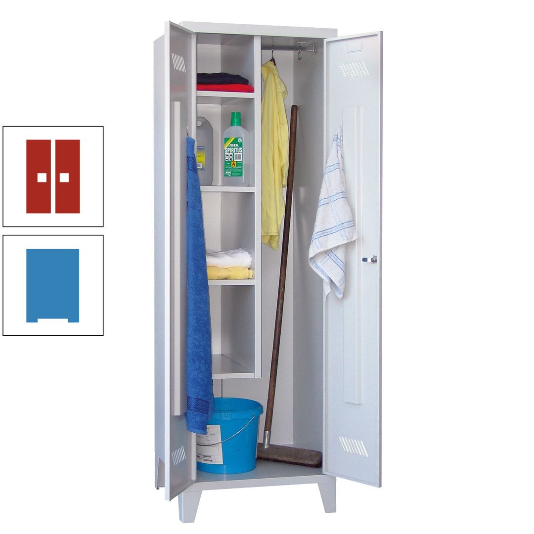 Putzschrank mit Füßen - 1 Abteil mit Trennwand - 1.850x600x500 mm (HxBxT) - Drehriegel - anthrazitgrau